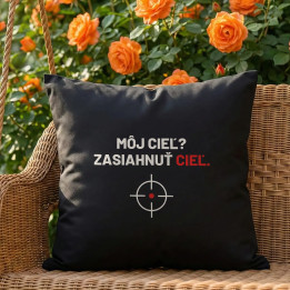 Môj cieľ? Zasiahnuť cieľ - čierny vankúš pre strelca