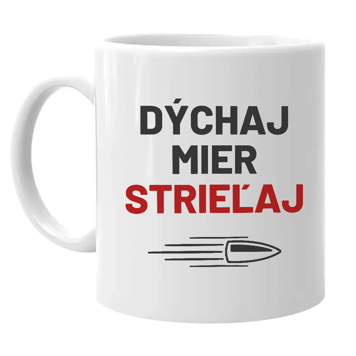 Dýchaj, mier, strieľaj - keramický hrnček pre strelca