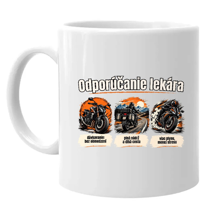 Odporúčanie lekára pre motorkárov - keramický hrnček s potlačou