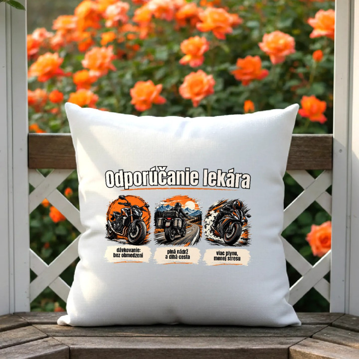 Odporúčanie lekára pre motorkárov - vankúš s potlačou