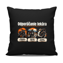 Odporúčanie lekára pre motorkárov - čierny vankúš s potlačou