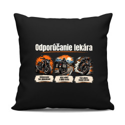 Odporúčanie lekára pre motorkárov - čierny vankúš s potlačou