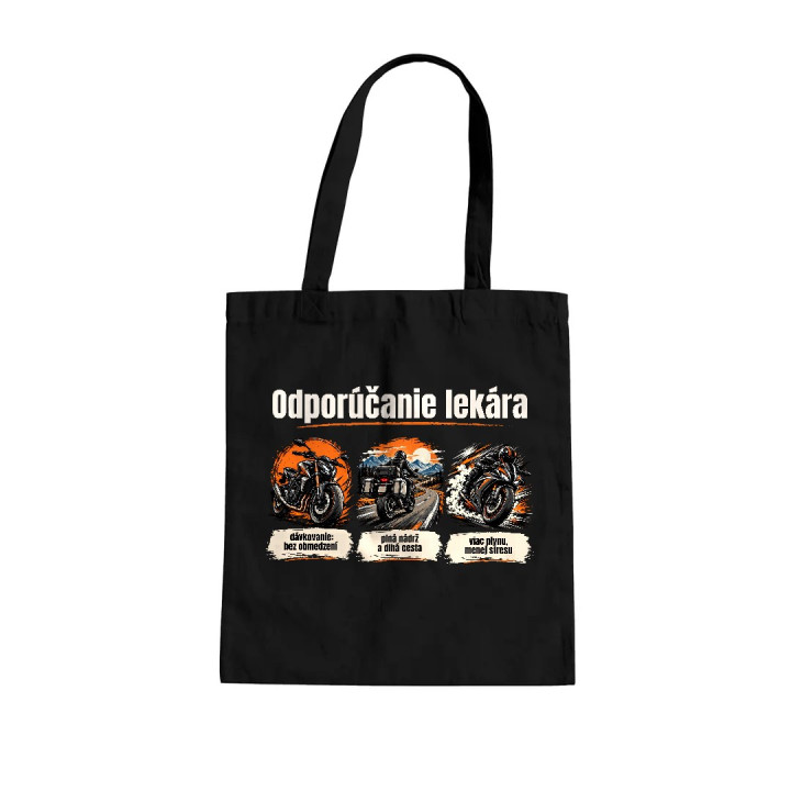 Odporúčanie lekára pre motorkárov - bavlnená taška s potlačou