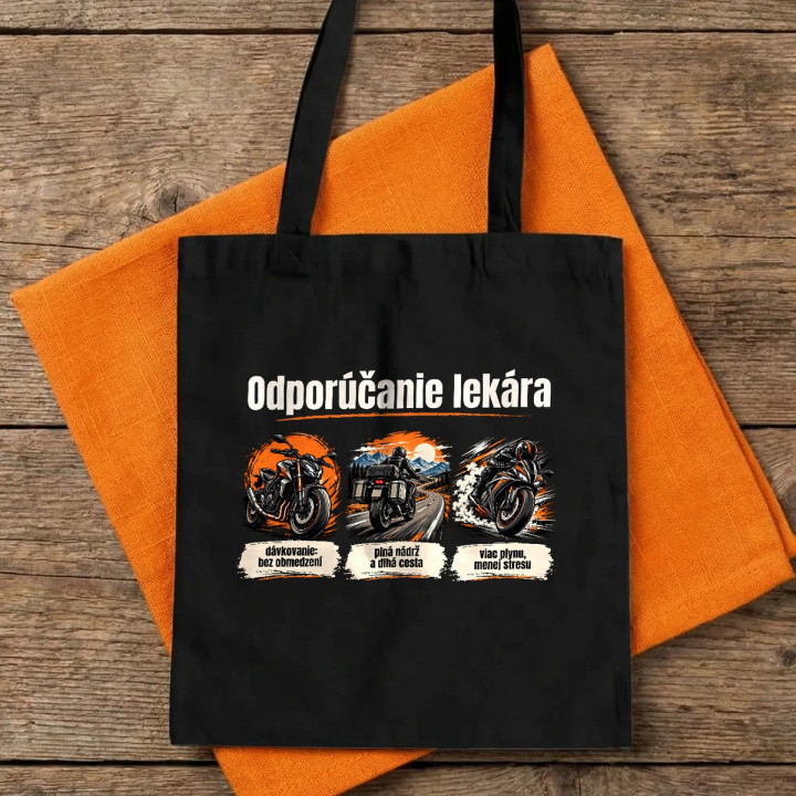 Odporúčanie lekára pre motorkárov - bavlnená taška s potlačou