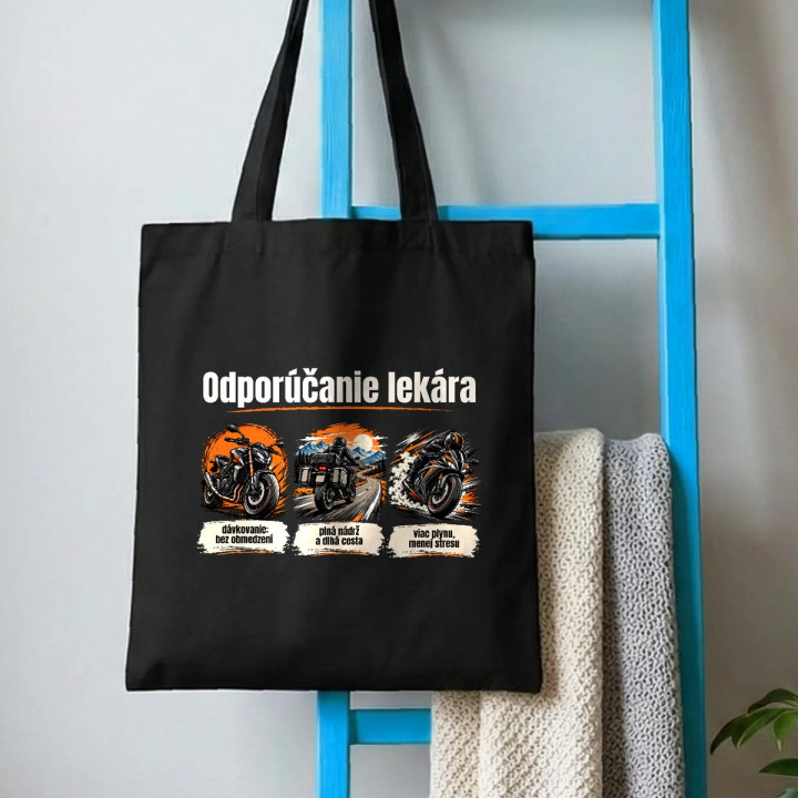 Odporúčanie lekára pre motorkárov - bavlnená taška s potlačou