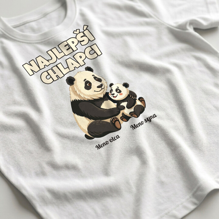 Najlepší chlapci - pandy s menami - pánske tričko s potlačou - personalizovaný produkt