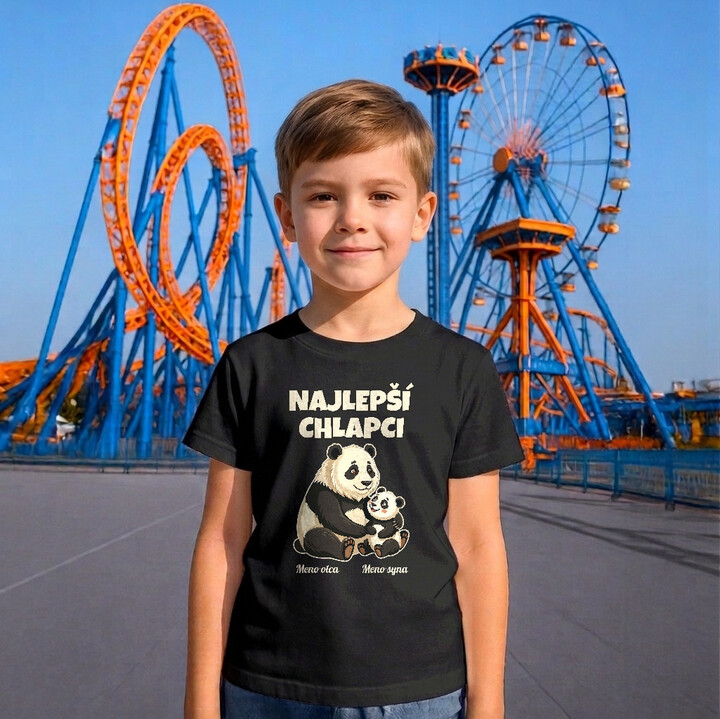 Najlepší chlapci - pandy s menami - detské tričko s potlačou - personalizovaný produkt