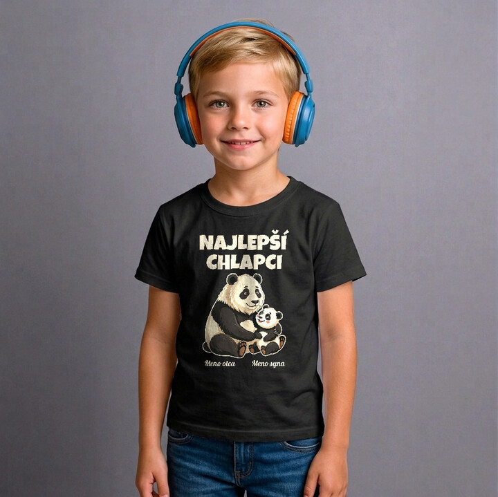 Najlepší chlapci - pandy s menami - detské tričko s potlačou - personalizovaný produkt