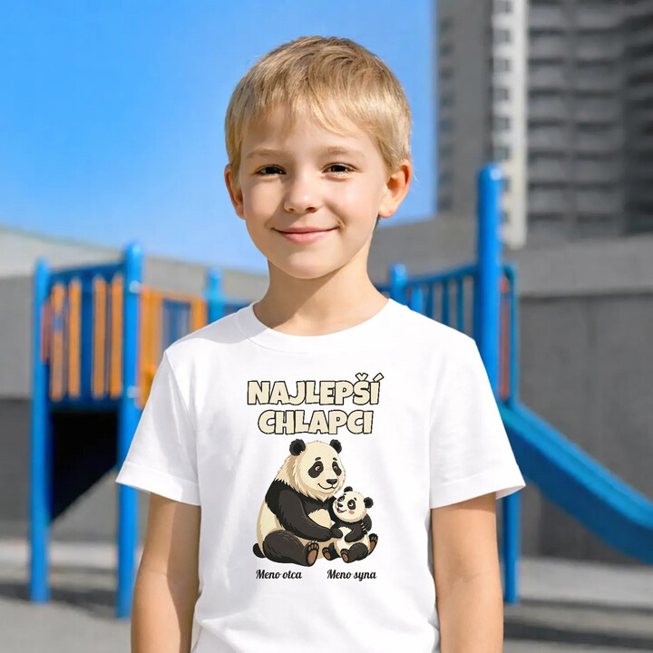 Najlepší chlapci - pandy s menami - detské tričko s potlačou - personalizovaný produkt