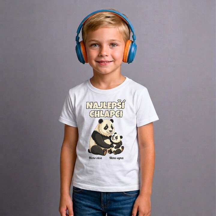 Najlepší chlapci - pandy s menami - detské tričko s potlačou - personalizovaný produkt