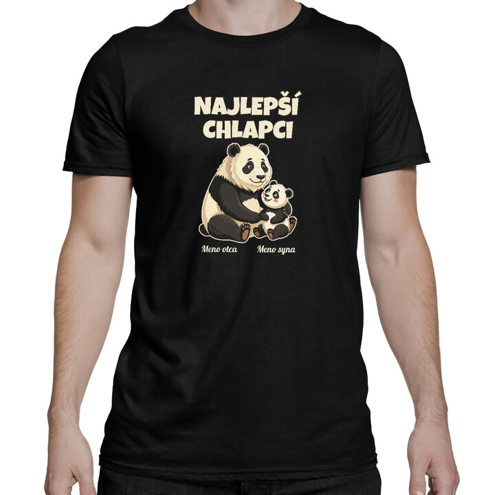Set pre otca a syna - Najlepší chlapci - pandy s menami - tričká s potlačou - personalizovaný produkt
