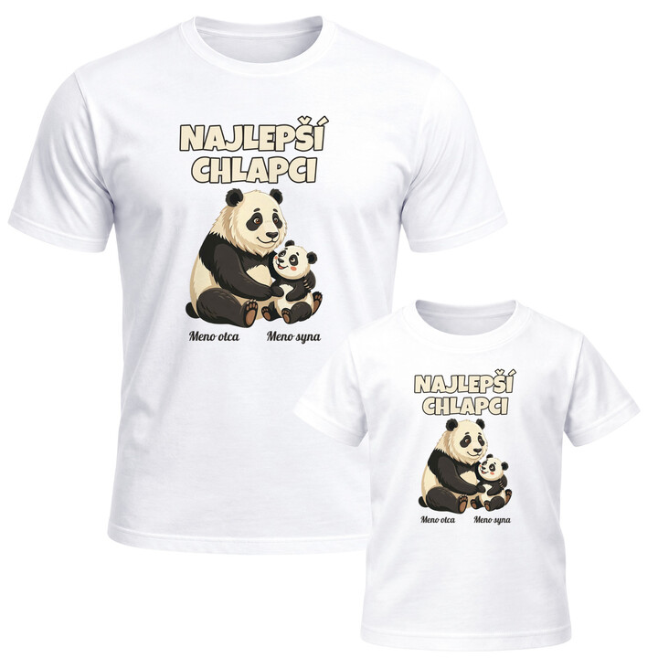 Set pre otca a syna - Najlepší chlapci - pandy s menami - tričká s potlačou - personalizovaný produkt