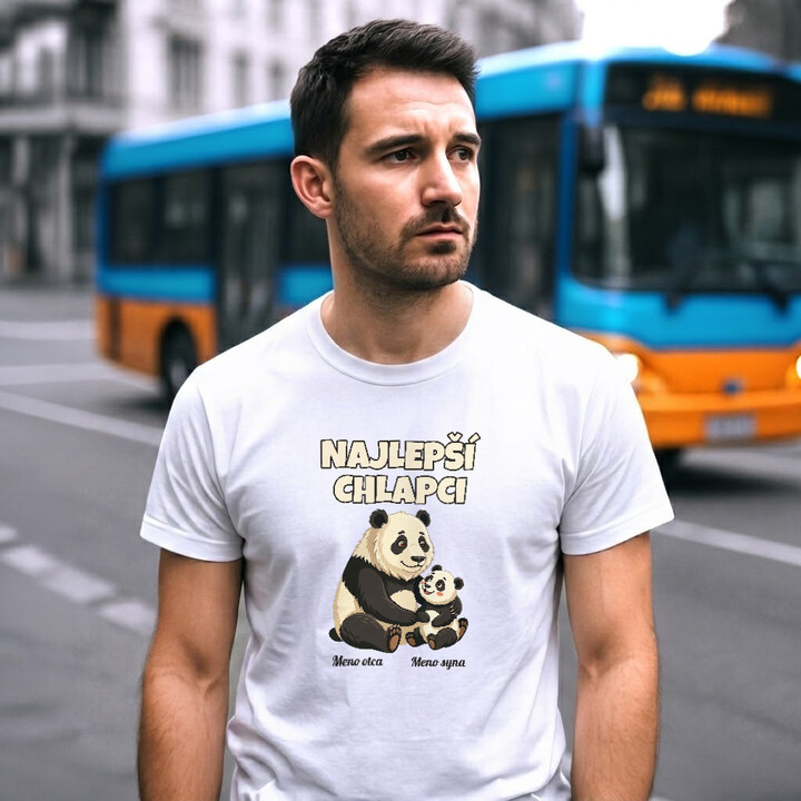 Set pre otca a syna - Najlepší chlapci - pandy s menami - tričká s potlačou - personalizovaný produkt