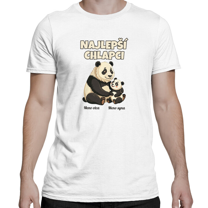 Set pre otca a syna - Najlepší chlapci - pandy s menami - tričká s potlačou - personalizovaný produkt
