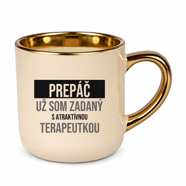 Prepáč, už som zadaný s atraktívnou terapeutkou - elegantný hrnček na darček