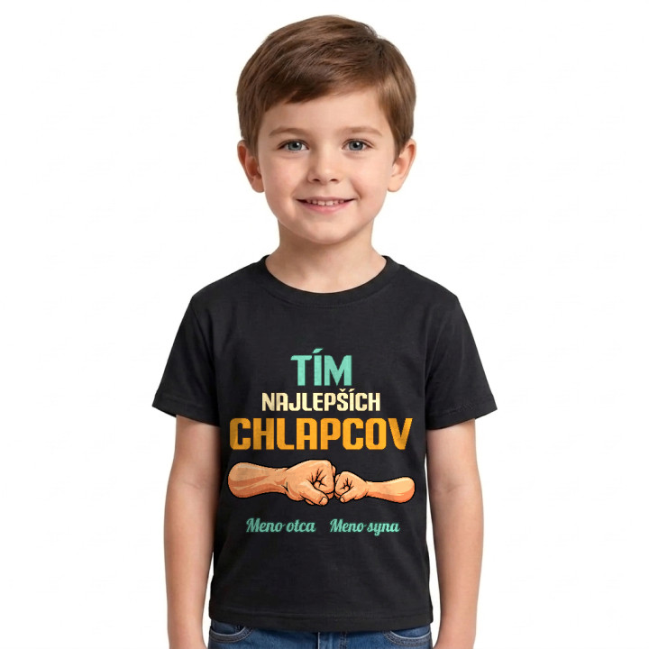 Tím najlepších chlapcov - otec a syn s menami - detské tričko s potlačou - personalizovaný produkt