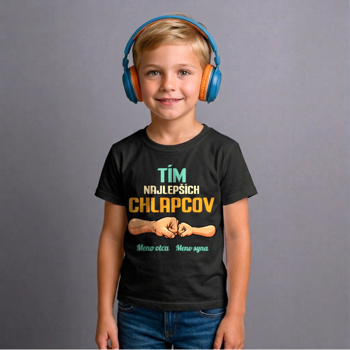 Tím najlepších chlapcov - otec a syn s menami - detské tričko s potlačou - personalizovaný produkt