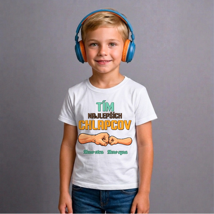 Tím najlepších chlapcov - otec a syn s menami - detské tričko s potlačou - personalizovaný produkt