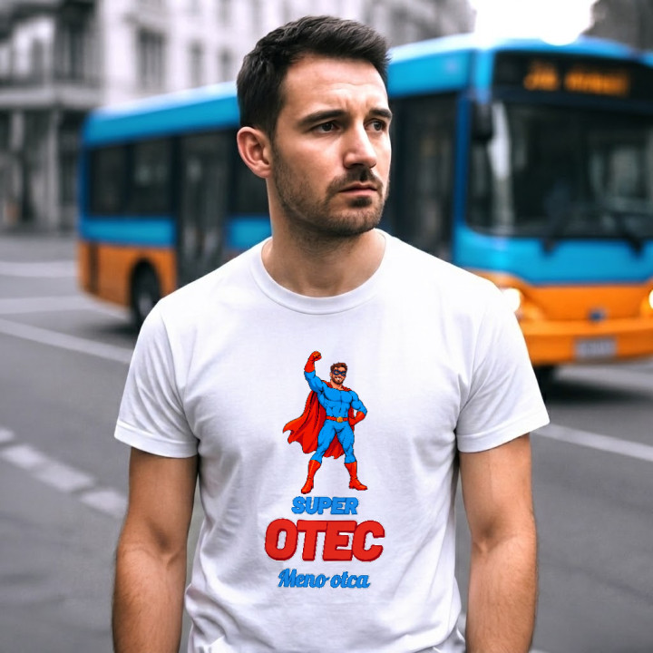 Super otec s menom - superhrdina - pánske tričko s potlačou - personalizovaný produkt