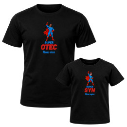 Set pre otca a syna - Super otec a Super syn s menami - tričká s potlačou - personalizovaný produkt