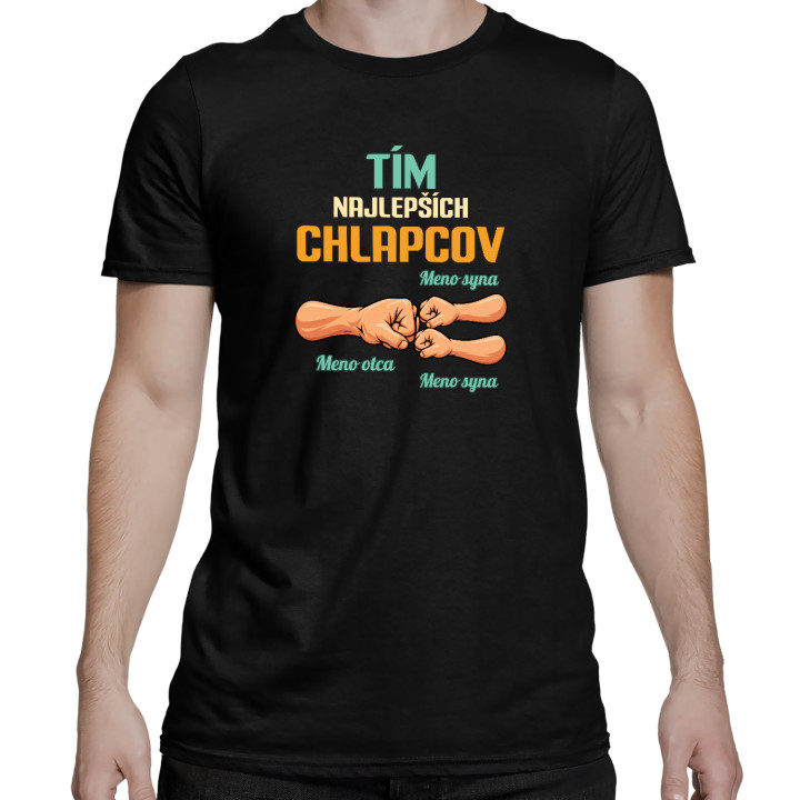 Set pre otca a dvoch synov - Tím najlepších chlapcov s menami - 3 tričká s potlačou - personalizovaný produkt