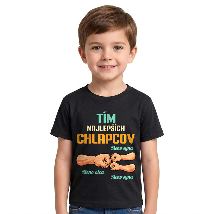 Set pre otca a dvoch synov - Tím najlepších chlapcov s menami - 3 tričká s potlačou - personalizovaný produkt