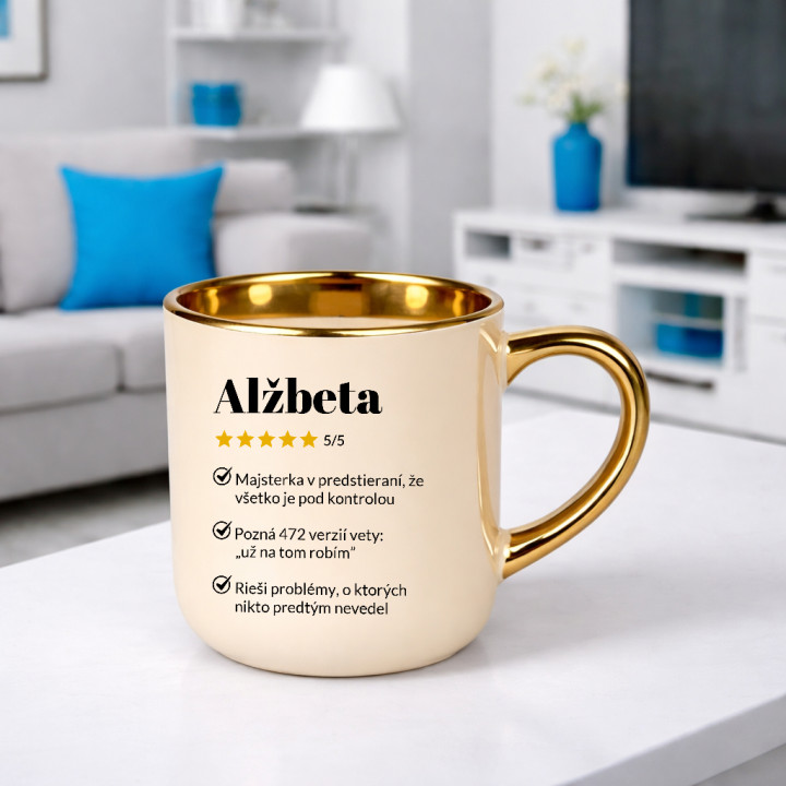 Alžbeta 5/5 - najlepšia kolegyňa - elegantný hrnček na darček