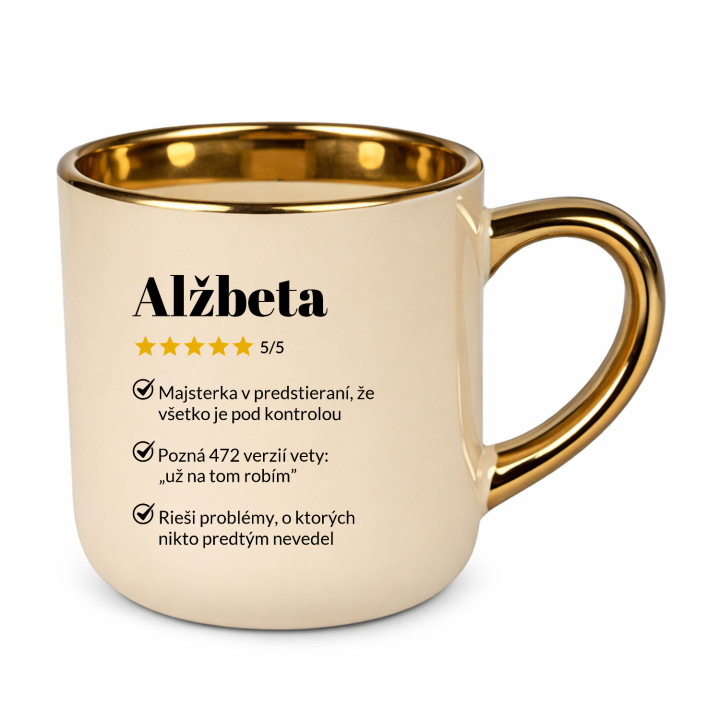 Alžbeta 5/5 - najlepšia kolegyňa - elegantný hrnček na darček