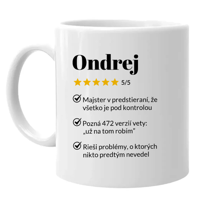 Ondrej 5/5 - najlepší kolega - keramický hrnček s potlačou