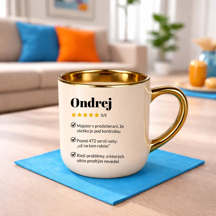 Ondrej 5/5 - najlepší kolega - elegantný hrnček na darček
