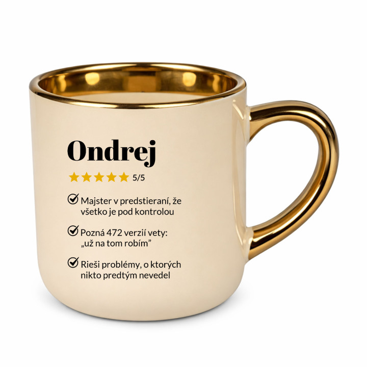 Ondrej 5/5 - najlepší kolega - elegantný hrnček na darček