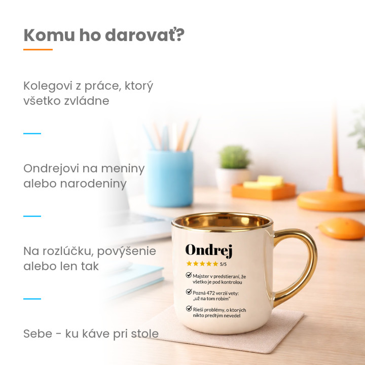Ondrej 5/5 - najlepší kolega - elegantný hrnček na darček