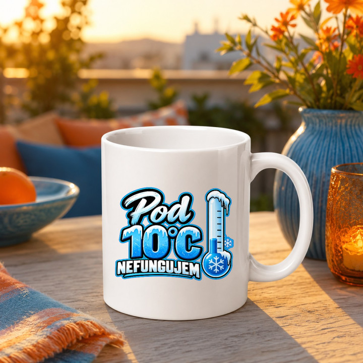 Pod 10°C nefungujem - keramický hrnček s potlačou