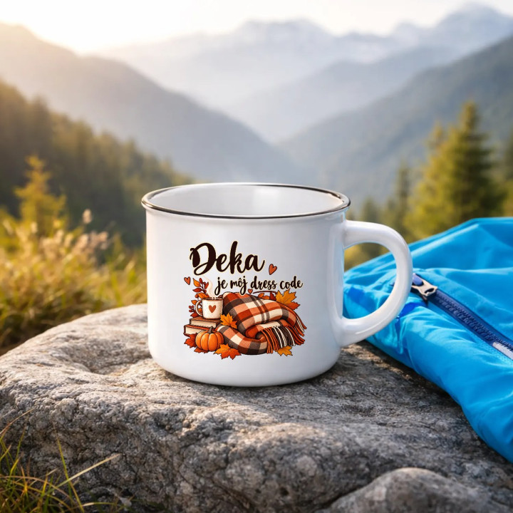Deka je môj dress code - smaltovaný hrnček s potlačou
