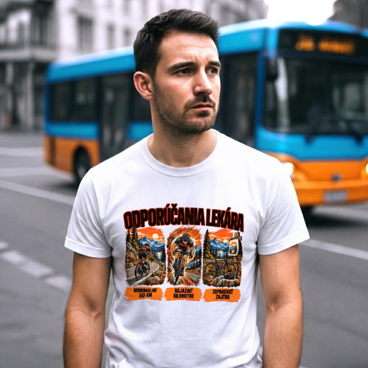 Odporúčania lekára pre cyklistov - pánske tričko s potlačou