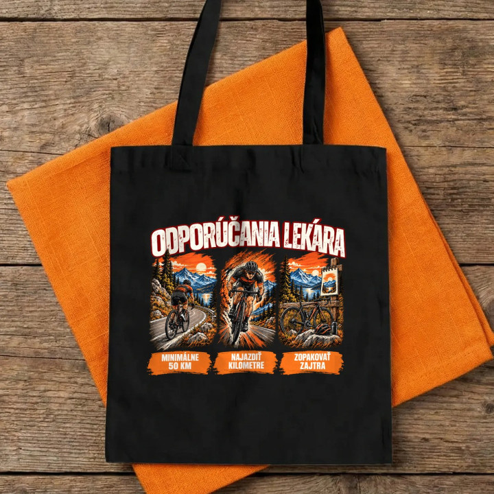 Odporúčania lekára pre cyklistov - bavlnená taška s potlačou