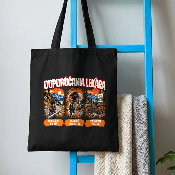 Odporúčania lekára pre cyklistov - bavlnená taška s potlačou