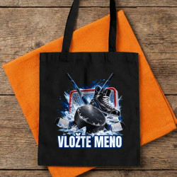 Hokej (meno) - puk, hokejky a korčule - bavlnená taška s potlačou - personalizovaný produkt