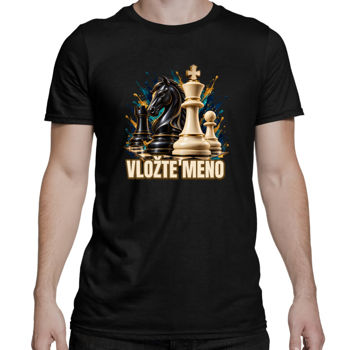 Šach (meno) - jazdec, kráľ a pešiak - pánske tričko s potlačou - personalizovaný produkt