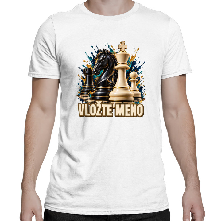 Šach (meno) - jazdec, kráľ a pešiak - pánske tričko s potlačou - personalizovaný produkt