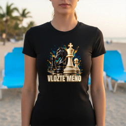 Šach (meno) - jazdec, kráľ a pešiak - dámske tričko s potlačou - personalizovaný produkt