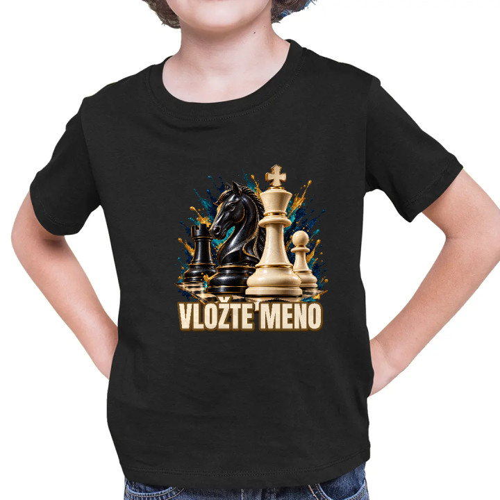 Šach (meno) - jazdec, kráľ a pešiak - detské tričko s potlačou - personalizovaný produkt