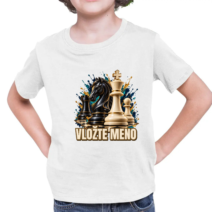 Šach (meno) - jazdec, kráľ a pešiak - detské tričko s potlačou - personalizovaný produkt