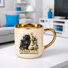 Šach (meno) - jazdec, kráľ a pešiak - elegantný hrnček na darček - personalizovaný produkt