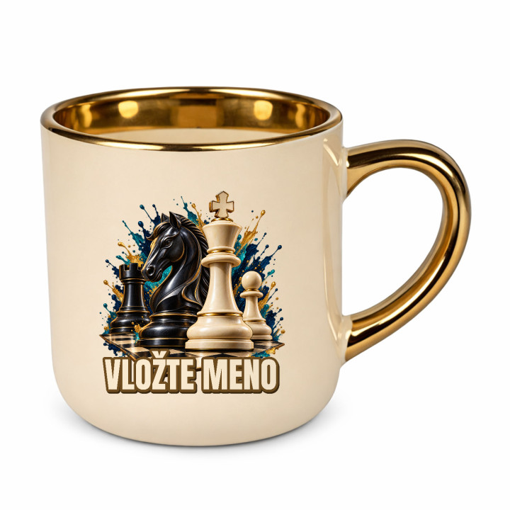 Šach (meno) - jazdec, kráľ a pešiak - elegantný hrnček na darček - personalizovaný produkt