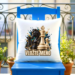 Šach (meno) - jazdec, kráľ a pešiak - vankúš s potlačou - personalizovaný produkt