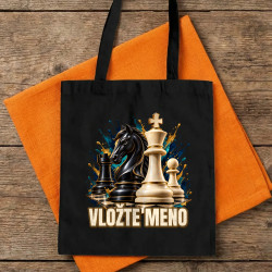 Šach (meno) - jazdec, kráľ a pešiak - bavlnená taška s potlačou - personalizovaný produkt