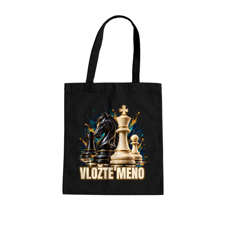 Šach (meno) - jazdec, kráľ a pešiak - bavlnená taška s potlačou - personalizovaný produkt