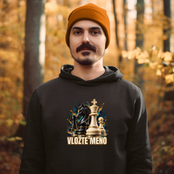 Šach (meno) - jazdec, kráľ a pešiak - pánska mikina s potlačou - personalizovaný produkt