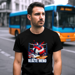 Volejbal (meno) - lopta, sieť a topánky - pánske tričko s potlačou - personalizovaný produkt